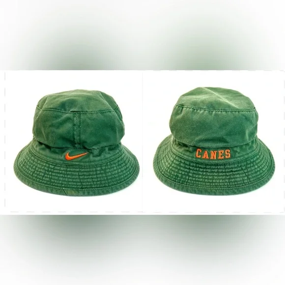 Vintage 90s/Y2K Nike Miami Hurricanes Green Bucket Hat size M/L - Picture 2 of 11
